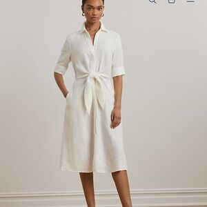 Ralph Lauren Tie-Front Linen Shirtdress
